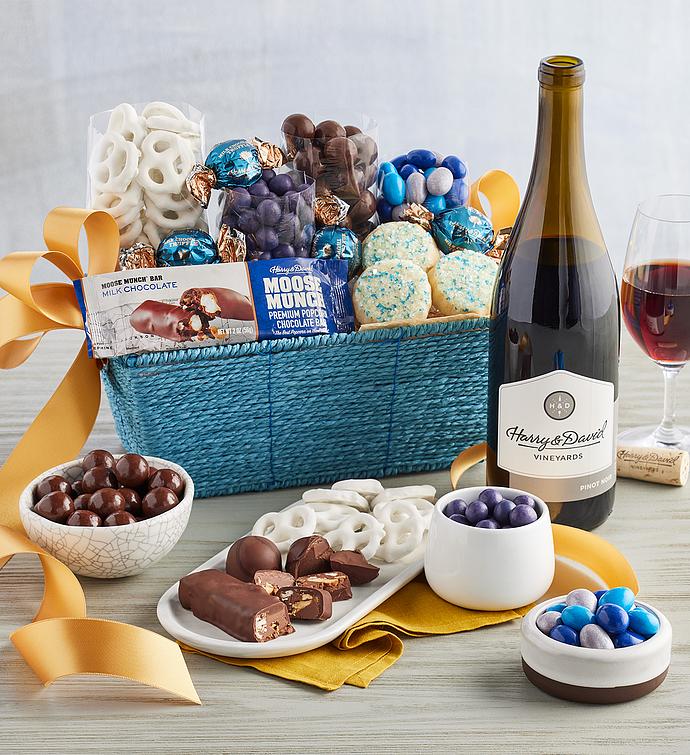 Festive Gift Basket with Wine